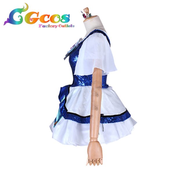 画像2: ラブライブ! サンシャイン!! 弾ける笑顔 WATER BLUE NEW WORLD 小原鞠莉UR 覚醒後 コスプレ衣装 (2)