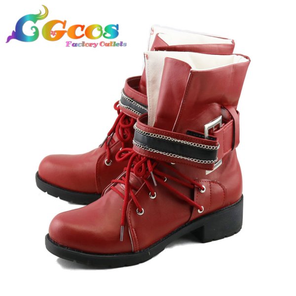 画像2: ファイナルファンタジーVII リメイク FINAL FANTASY VII FF7 リメイク コスプレ靴 ティファ・ロックハート コスプレブーツ コスプレ衣装 (2)