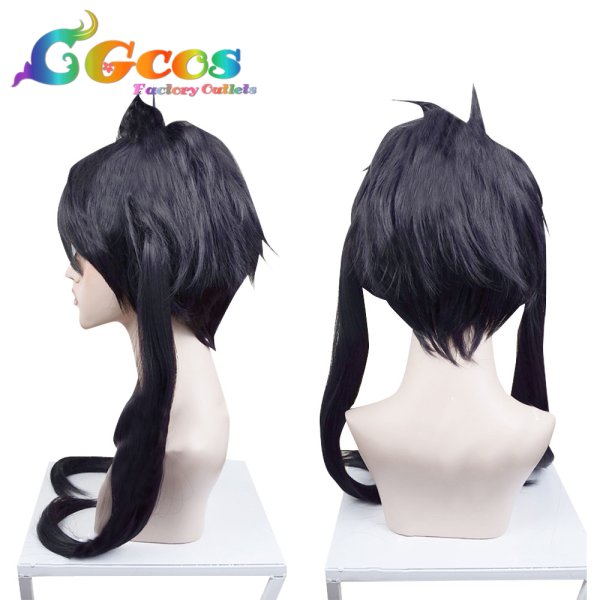 画像3: 炎炎ノ消防隊 ウィッグ 環古達 第8特殊消防隊 黒髪のツインテール コスプレ衣装 (3)