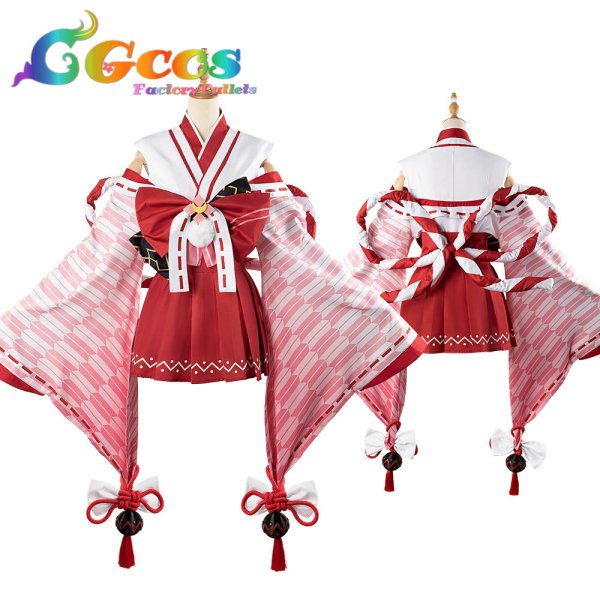 画像9: バーチャルYouTuber　VTuber　百鬼あやめ　巫女服　コスプレ衣装 (9)