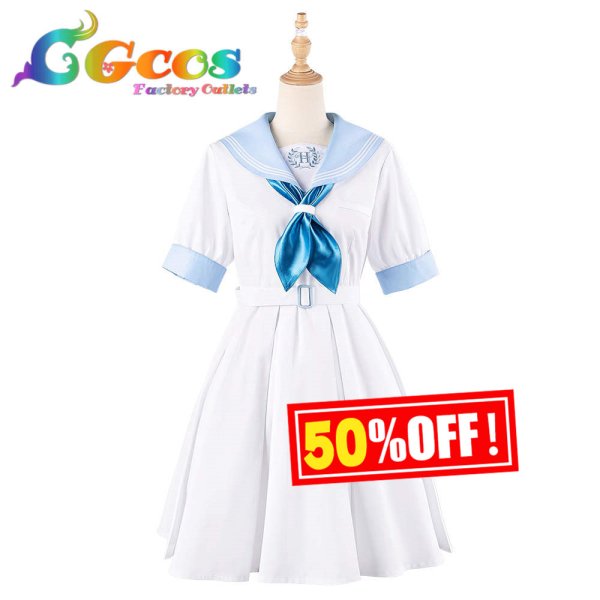 画像1: 50%OFF! 　半額セール　バーチャルYouTuber　VTuber　ほろはにヶ丘高校　桃鈴ねね　猫又おかゆ　兎田ぺこら　全員　セーラー服　コスプレ衣装 (1)