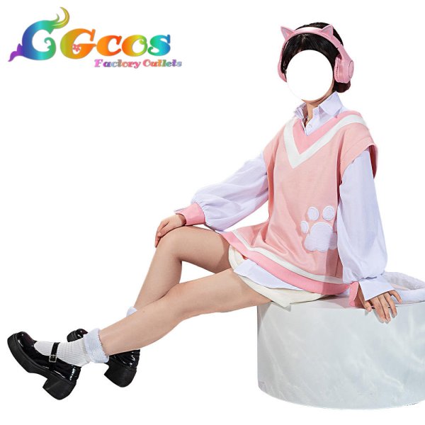 画像8: 「一部在庫あり」プロジェクトセカイ カラフルステージ! feat. 初音ミク ドーナツとピース! 暁山瑞希 cute white kitty  コスプレ衣装 (8)