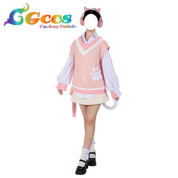 画像5: 「一部在庫あり」プロジェクトセカイ カラフルステージ! feat. 初音ミク ドーナツとピース! 暁山瑞希 cute white kitty  コスプレ衣装 (5)