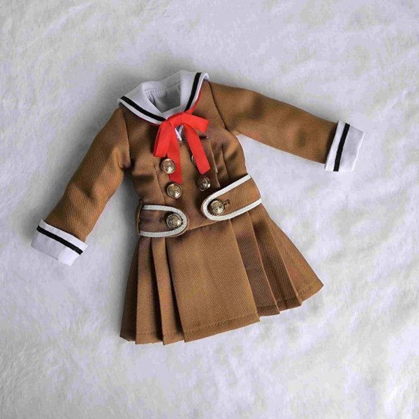 画像4: 在庫あり　ドール衣装　コスプレ　セーラー服　制服　ブラウン　ワンピース　赤リボン　MDD対応　BJD　1/4　球体関節人形用　かわいい (4)