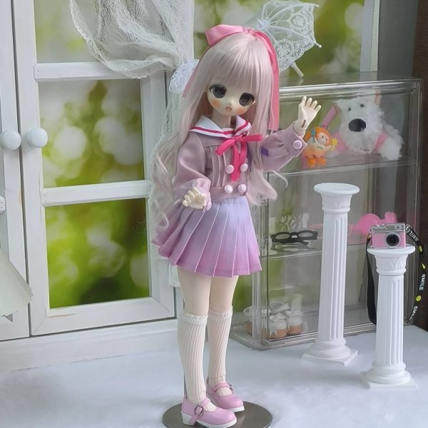 画像4: ドール衣装　コスプレ　セーラーデザイン　ピンクグラデーションドレス　MDD対応　BJD　1/4サイズ　ハンドメイド風　上質仕立て (4)