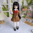 画像3: 在庫あり　ドール衣装　コスプレ　セーラー服　制服　ブラウン　ワンピース　赤リボン　MDD対応　BJD　1/4　球体関節人形用　かわいい (3)