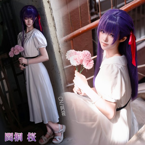 画像1: Fate/Grand Order　FGO　劇場版「Fate/stay night [Heaven's Feel]」　間桐桜　コスプレ衣装 (1)