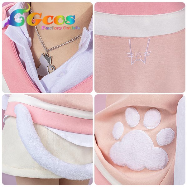 画像12: 「一部在庫あり」プロジェクトセカイ カラフルステージ! feat. 初音ミク ドーナツとピース! 暁山瑞希 cute white kitty  コスプレ衣装 (12)