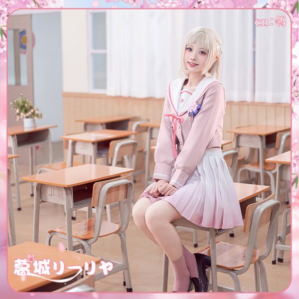 画像2: 学園アイドルマスター 桜フォトグラフ セーラー服 姫崎莉波 有村麻央 藤田ことね 葛城リーリヤ 月村手毬 篠澤広 十王星南 倉本千奈 コスプレ衣装 (2)