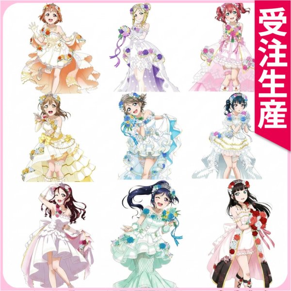 画像1: 受注生産　ラブライブ！サンシャイン!!　Aqours　ウェディング編　渡辺曜　高海千歌　国木田花丸　黒澤ダイヤ　黒澤ルビィ　津島善子　松浦果南　小原鞠莉　桜内梨子　コスプレ衣装 (1)