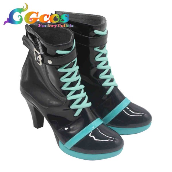 画像2: VOCALOID コスプレ靴 初音ミク stylist コスプレブーツ コスプレ衣装 (2)