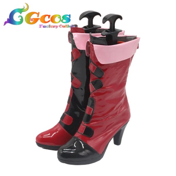 画像2: 異世界スーサイド・スクワッド　コスプレ靴　ハーレイ・クイン　コスプレブーツ　コスプレ衣装 (2)