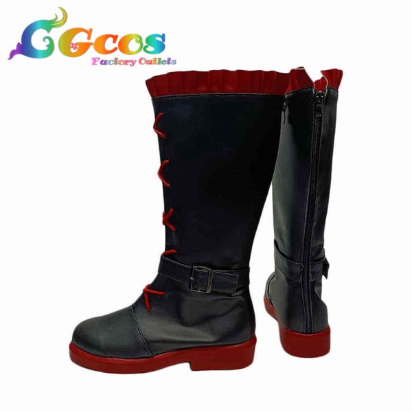 画像3: RWBY コスプレ靴 ルビー・ローズ コスプレブーツ コスプレ衣装 (3)