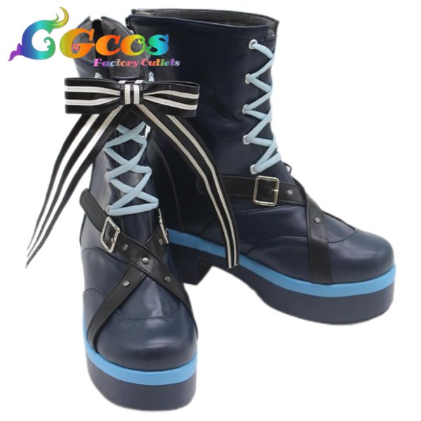 画像4: バーチャルYouTuber コスプレ靴 VTuber 星街すいせい カラーライズ衣装 コスプレブーツ コスプレ衣装 (4)