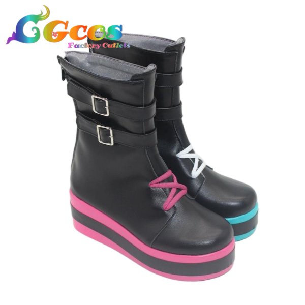 画像3: バーチャルYouTuber　コスプレ靴　VTuber　紫宮るな　サイバーパンク　コスプレブーツ　コスプレ衣装 (3)