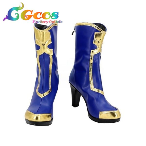 画像1: バーチャルYouTuber コスプレ靴 Vtuber 白雪巴 FANTASIA コスプレブーツ コスプレ衣装 (1)