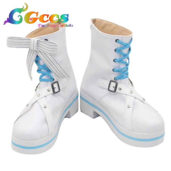 画像1: バーチャルYouTuber　コスプレ靴　Vtuber　白上フブキ　6th fes. Color Rise Harmony　コスプレブーツ　コスプレ衣装 (1)