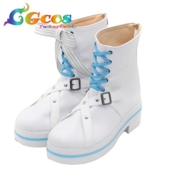 画像2: バーチャルYouTuber　コスプレ靴　Vtuber　白上フブキ　6th fes. Color Rise Harmony　コスプレブーツ　コスプレ衣装 (2)