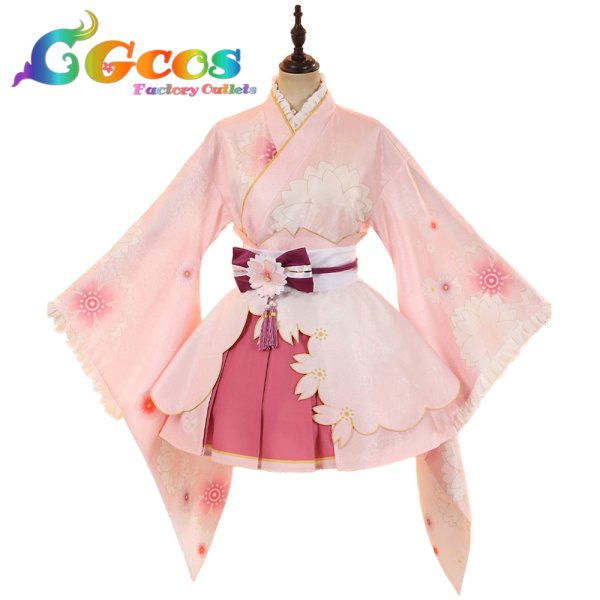 画像1: ラブライブ！サンシャイン!!　黒澤ルビィ　桜和装　コスプレ衣装 (1)