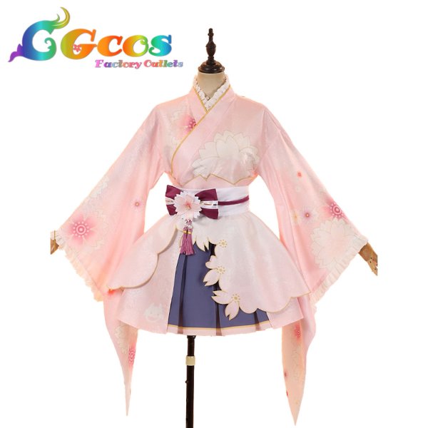 画像1: ラブライブ！サンシャイン!!　津島善子　桜和装　コスプレ衣装 (1)