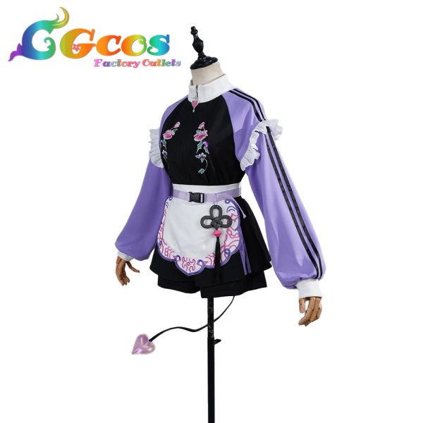 画像2: バーチャルYouTuber　VTuber　常闇トワ　チャイナ風なメイドジャージ　コスプレ衣装 (2)