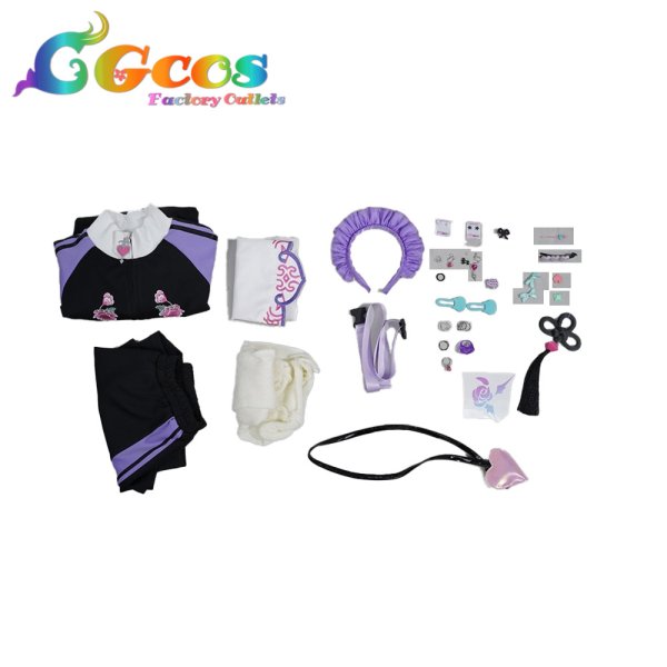 画像4: バーチャルYouTuber　VTuber　常闇トワ　チャイナ風なメイドジャージ　コスプレ衣装 (4)