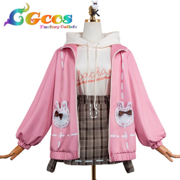 画像1: プロジェクトセカイ カラフルステージ！ feat. 初音ミク　草薙寧々　お出かけ服　おさんぽうさちゃんコーデ　コスプレ衣装 (1)