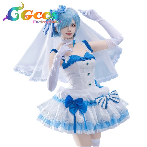 画像1: Re:ゼロから始める異世界生活　レム　ウエディングドレス　コスプレ衣装 (1)