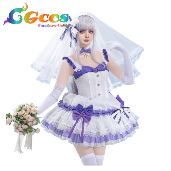 画像1: Re:ゼロから始める異世界生活　エミリア　ウエディングドレス　コスプレ衣装 (1)