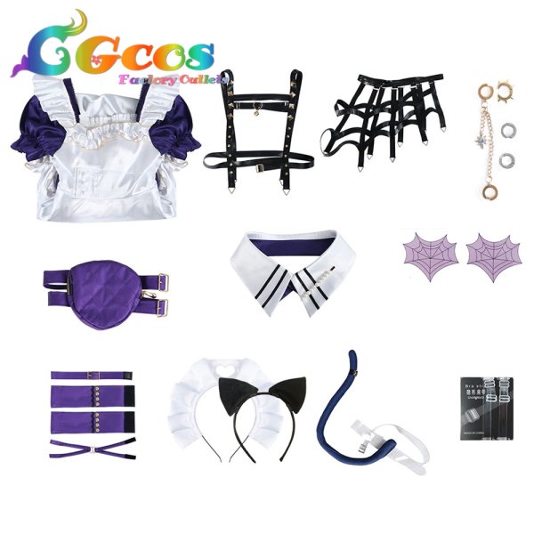 画像8: バーチャルYouTuber Vtuber Meloco Kyoran (狂蘭 メロコ) メイド服 コスプレ衣装 (8)