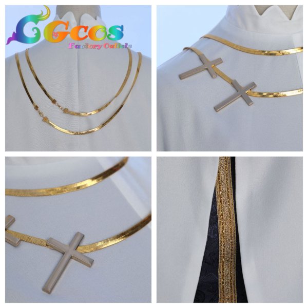 画像4: 白聖女と黒牧師 セシリア コスプレ衣装 (4)