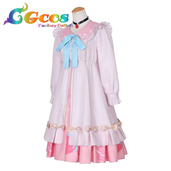 画像3: プロジェクトセカイ カラフルステージ! feat. 初音ミク 桃井愛莉 たっぷりリボンといちごのワンピ feat.マイメロディ サンリオコラボ コスプレ衣装 (3)