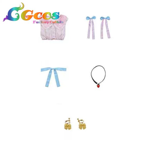 画像4: プロジェクトセカイ カラフルステージ! feat. 初音ミク 桃井愛莉 たっぷりリボンといちごのワンピ feat.マイメロディ サンリオコラボ コスプレ衣装 (4)