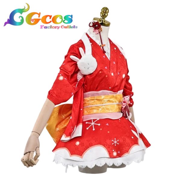 画像2: バーチャルYouTuber VTuber 兎田ぺこら 2020正月 コスプレ衣装 (2)