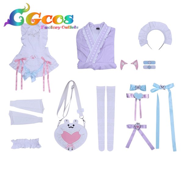 画像4: バーチャルYouTuber　VTuber　結城さくな　和風メイド服　コスプレ衣装 (4)